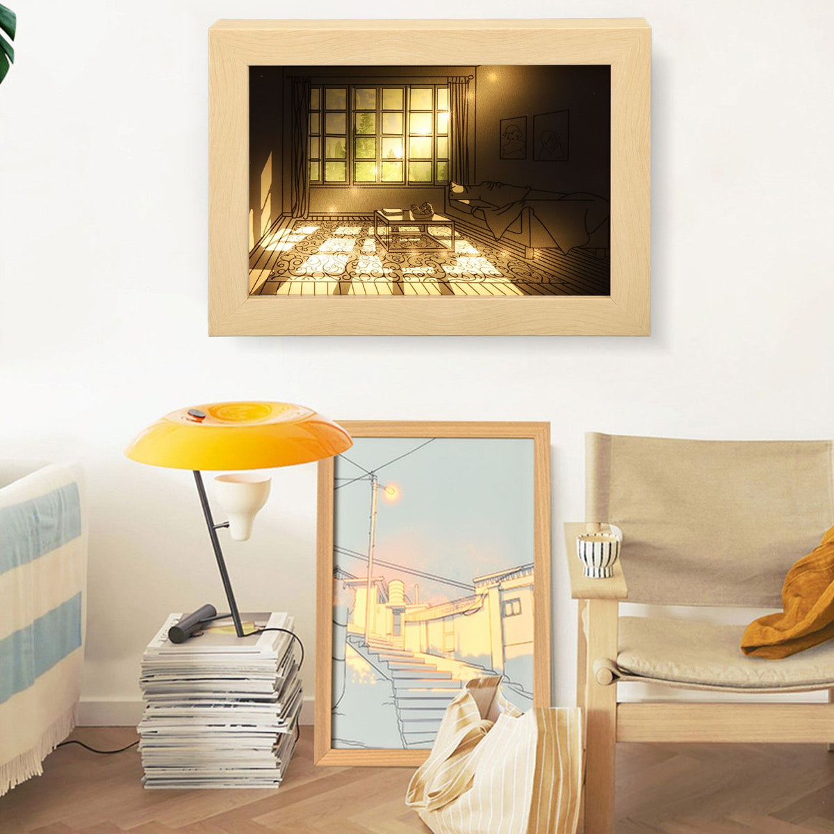 LED Light Painting USB Plug 3 Light Modes Brightness Adjustable LED Decorative Light Painting Bedside Picture L