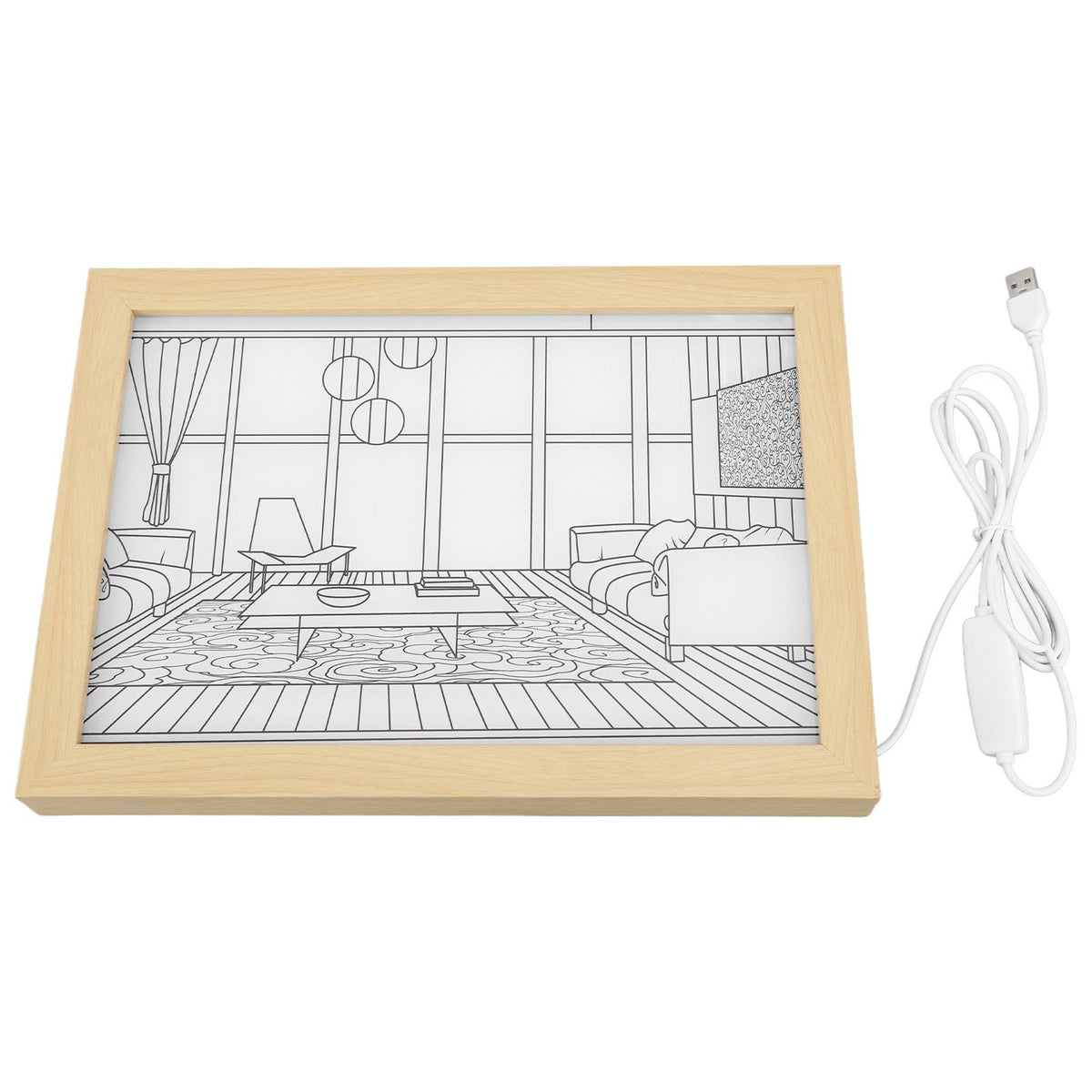 LED Decorative Light Painting USB Powered Japan Anime Style Seaside Modern Simulate Sunshine Drawing Night Light for Bedroom Living Room Office L