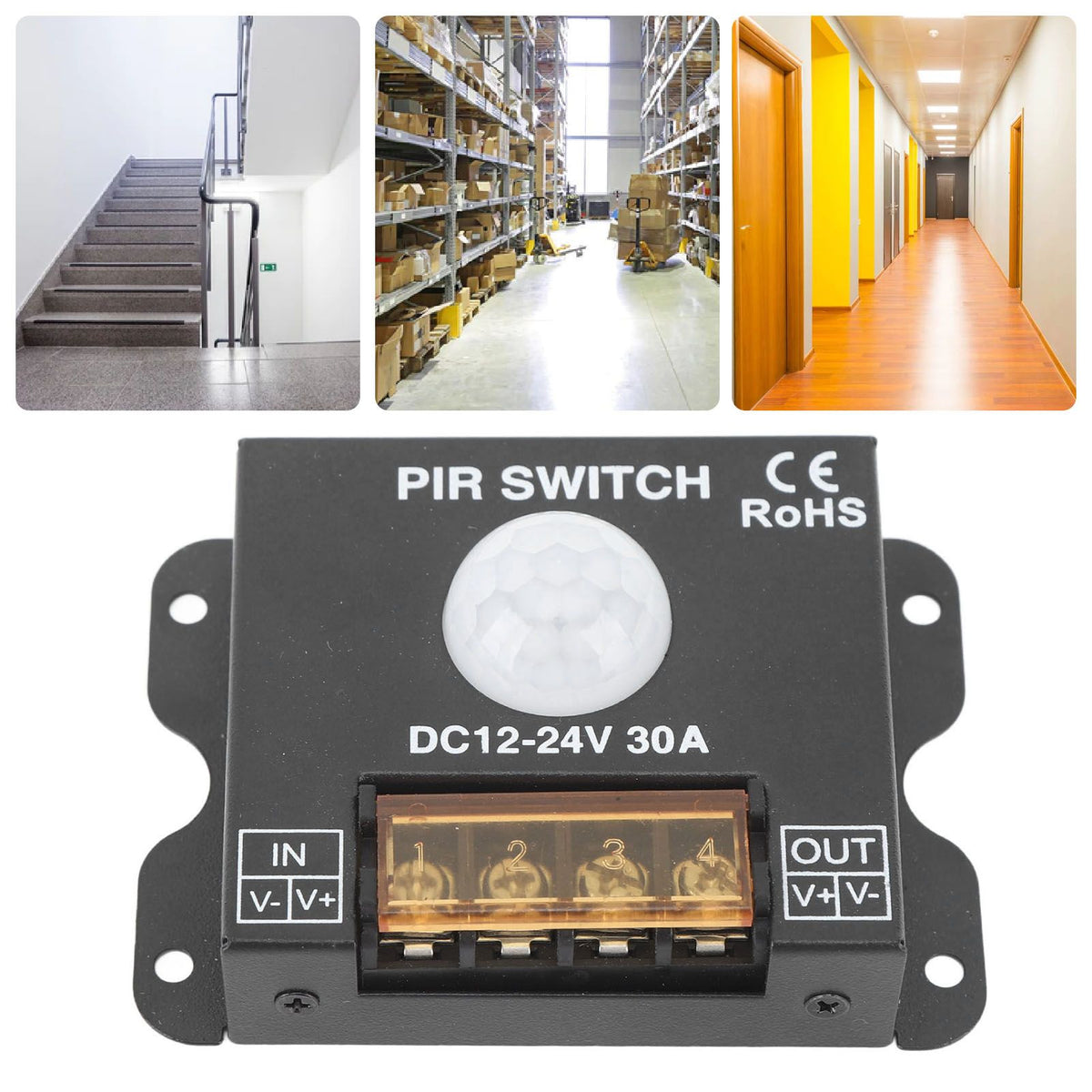 PIR Switch Motion Sensor LED Human Infrared Sensing Controller for Light Strip Outdoor DC12‑24V 30A