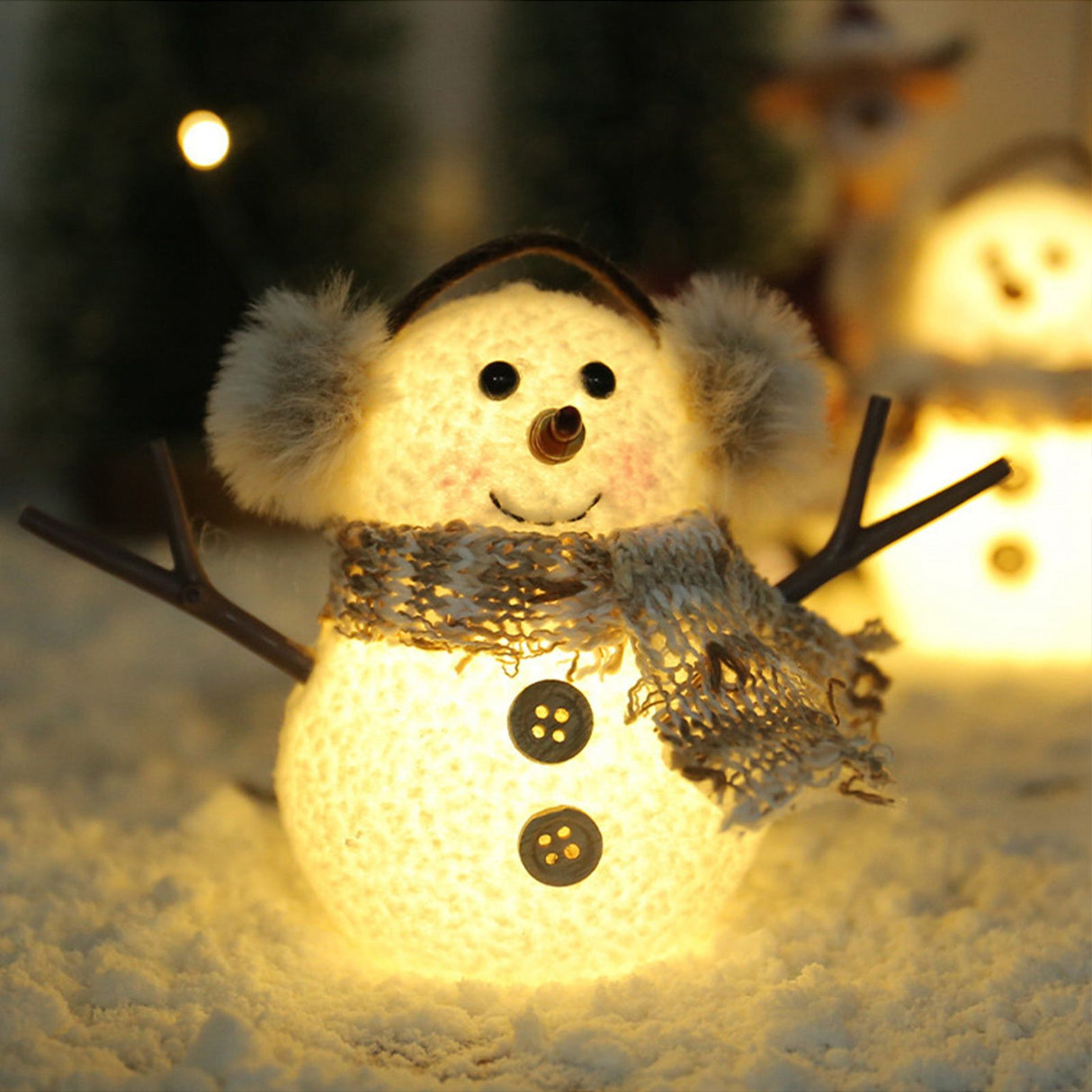 2pcs Enchanting Illuminated Mini Snowman Ornament for Christmas Home Decor