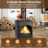 Stove Fan 6 Blade Mini Fireplace Fan Heat Powered Wood Stove Fan - Low Angle