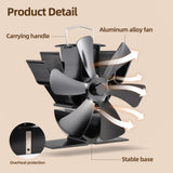 Stove Fan 6 Blade Mini Fireplace Fan Heat Powered Wood Stove Fan - Extra Image
