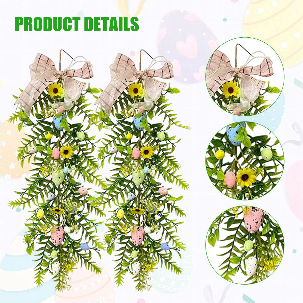 Simulation Egg Rattan Garland Artificial Easter Eggs Flower Garland Home Greenery Decor