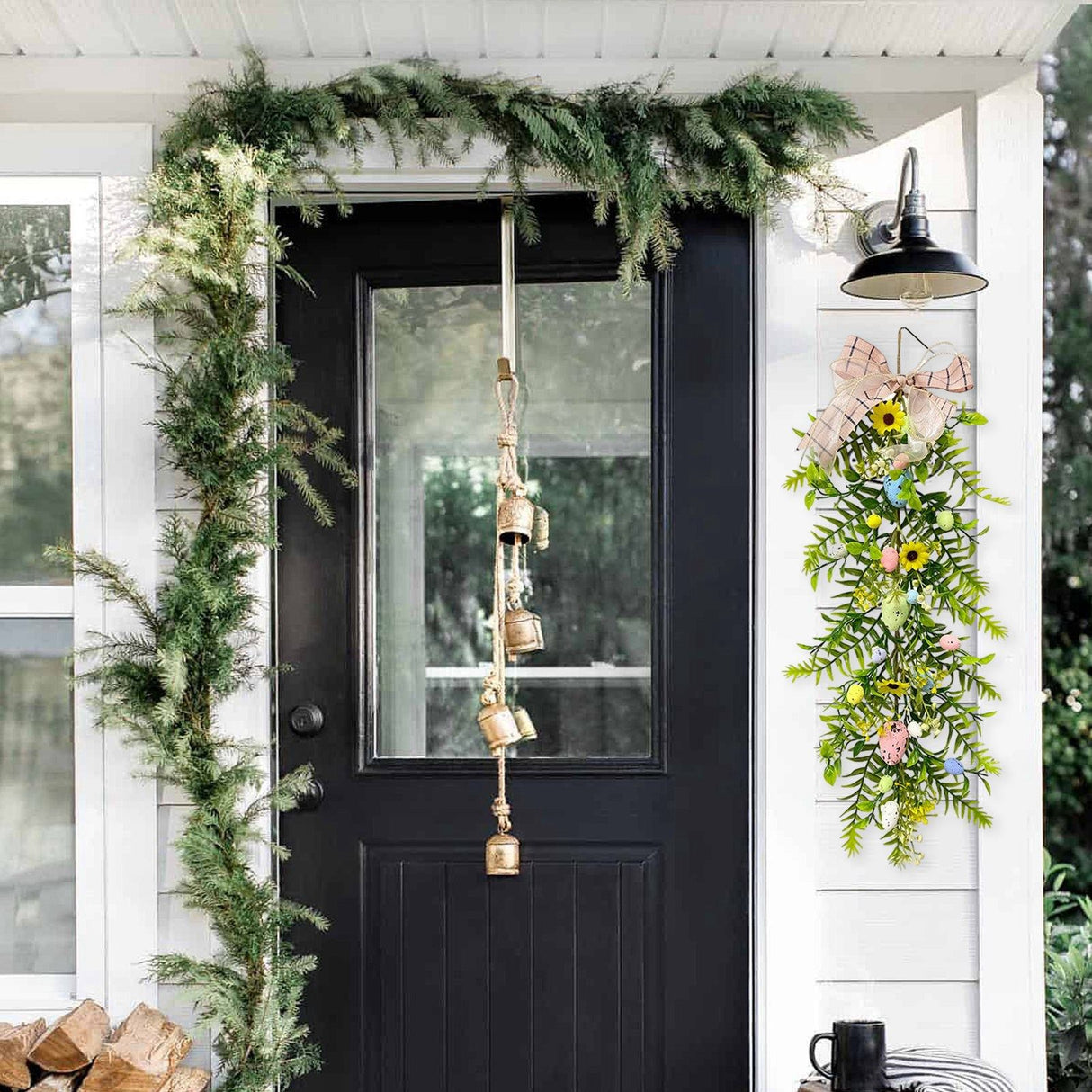 Simulation Egg Rattan Garland Artificial Easter Eggs Flower Garland Home Greenery Decor