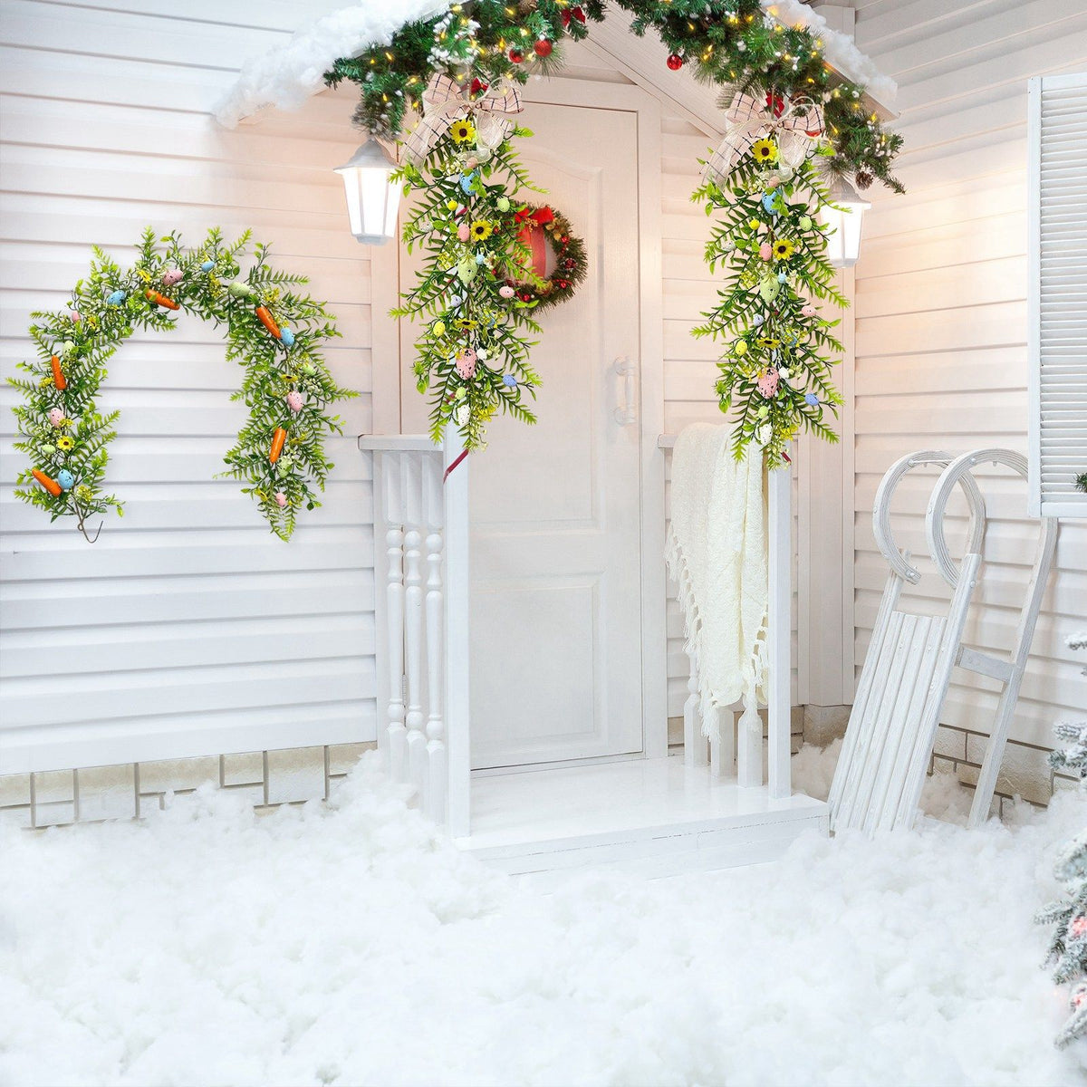 Simulation Egg Rattan Garland Artificial Easter Eggs Flower Garland Home Greenery Decor