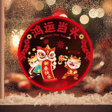 Double Sided Colorful Dragon Year Window Decorations Chinese New Year Spring Festival Zodiac Static Cling Decals Featuring Blessing Characters and Couplets Set