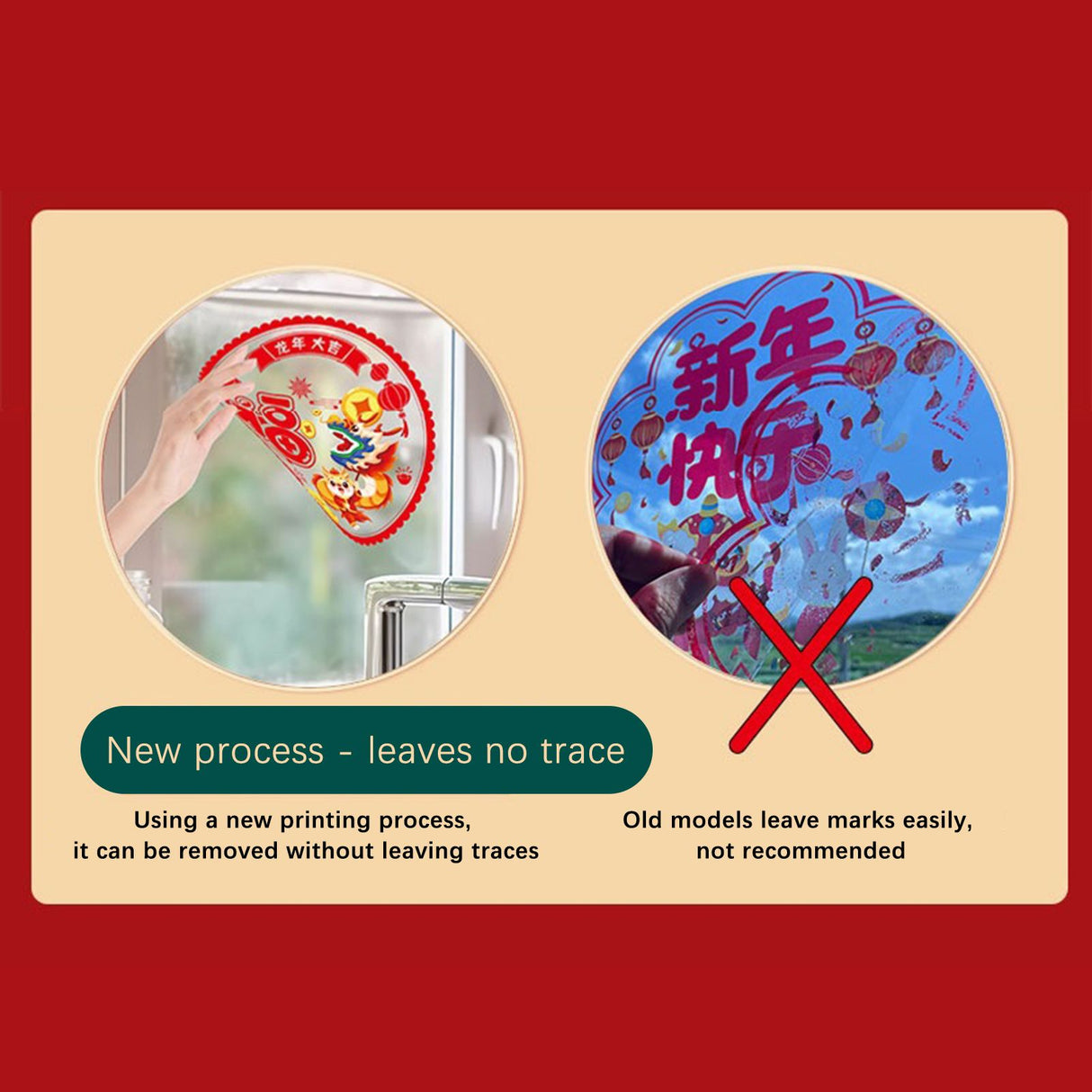 Double Sided Colorful Dragon Year Window Decorations Chinese New Year Spring Festival Zodiac Static Cling Decals Featuring Blessing Characters and Couplets Set