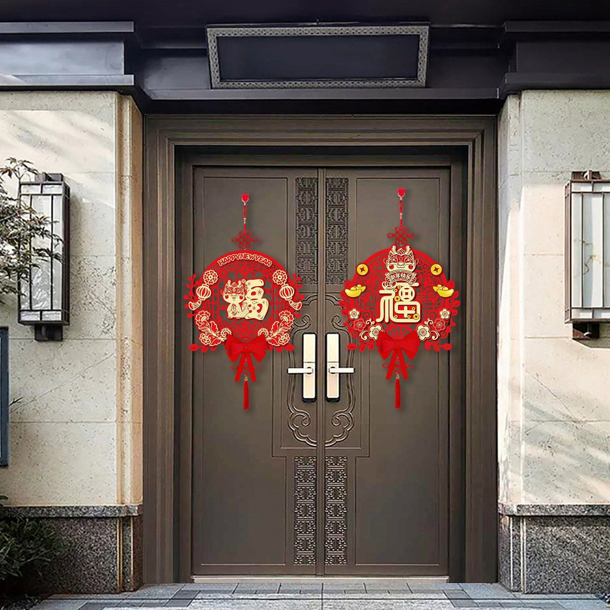 Door Decals for Dragon Year Festive 3D Hanging Decorations for Entrance Door and Window Flower Decor