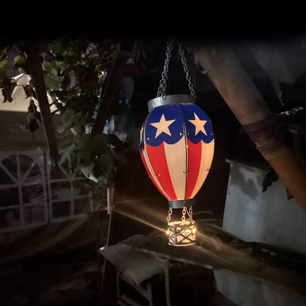 LED Solar Hot Air Balloon Lamp Garden Hanging Night Light for Outdoor Home Party Decor