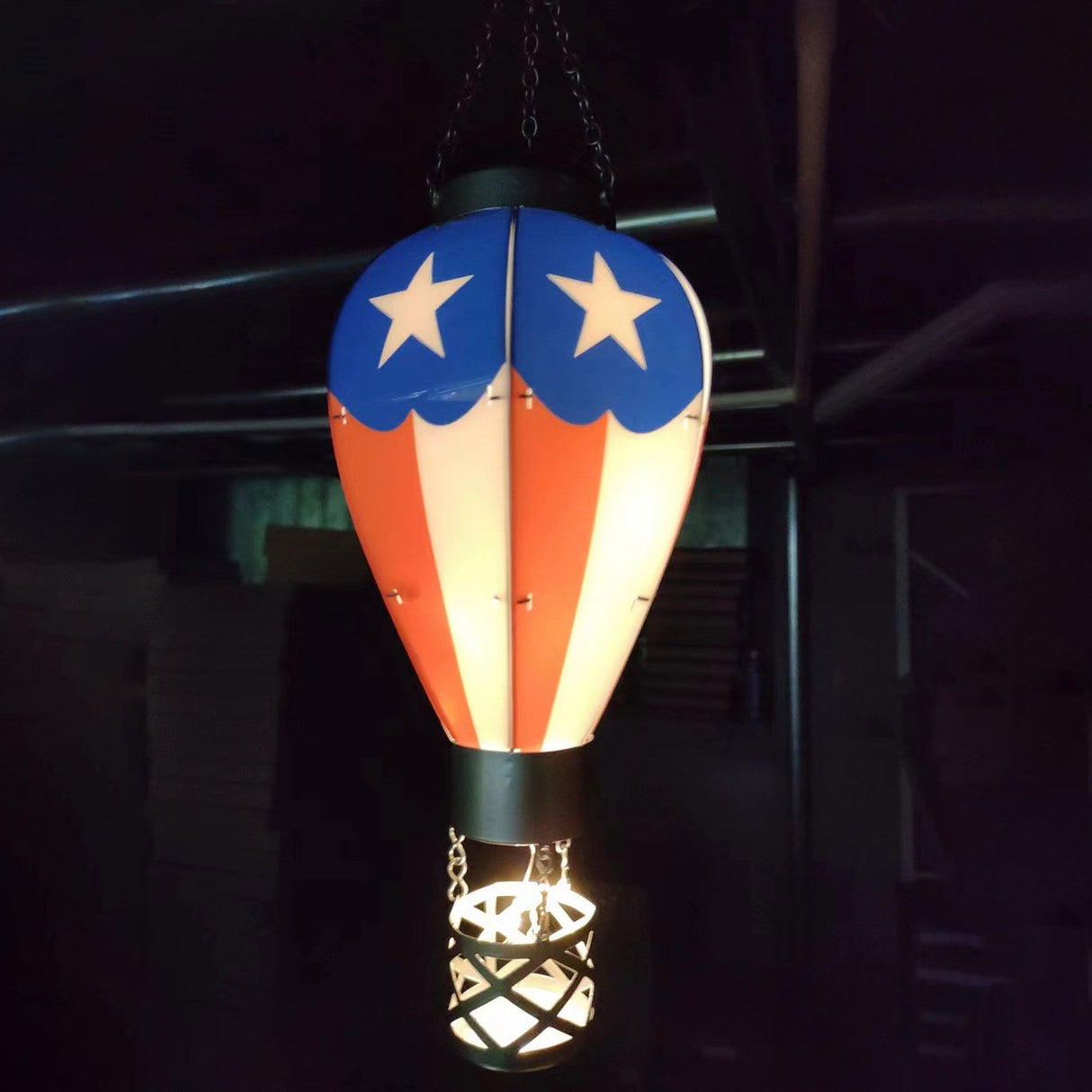 LED Solar Hot Air Balloon Lamp Garden Hanging Night Light for Outdoor Home Party Decor
