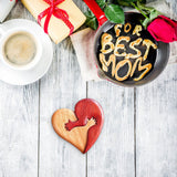 Wooden Heart Decorative Ornament Heart Shaped Craft Pendant Gift For Mother's Day Valentine's Day - Side View