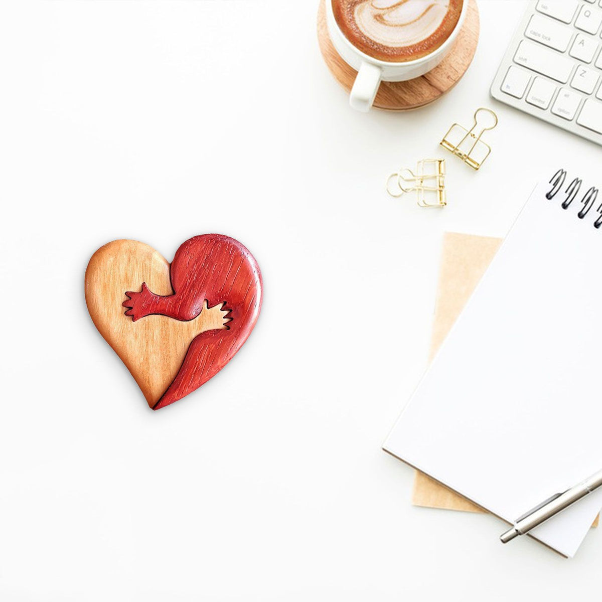 Wooden Heart Decorative Ornament Heart Shaped Craft Pendant Gift For Mother's Day Valentine's Day