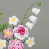 Simulation Woolen Flower Handmade Knitting Artificial Flower Crochet Knitted Flower with Ceramic Vase Table Flower Gift - Front View