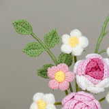 Simulation Woolen Flower Handmade Knitting Artificial Flower Crochet Knitted Flower with Ceramic Vase Table Flower Gift - Side View