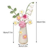 Simulation Woolen Flower Handmade Knitting Artificial Flower Crochet Knitted Flower with Ceramic Vase Table Flower Gift