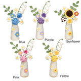 Simulation Woolen Flower Handmade Knitting Artificial Flower Crochet Knitted Flower with Ceramic Vase Table Flower Gift