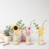 Simulation Woolen Flower Handmade Knitting Artificial Flower Crochet Knitted Flower with Ceramic Vase Table Flower Gift