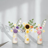 Simulation Woolen Flower Handmade Knitting Artificial Flower Crochet Knitted Flower with Ceramic Vase Table Flower Gift