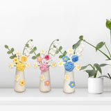 Simulation Woolen Flower Handmade Knitting Artificial Flower Crochet Knitted Flower with Ceramic Vase Table Flower Gift