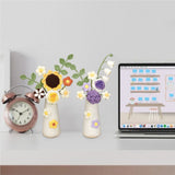 Simulation Woolen Flower Handmade Knitting Artificial Flower Crochet Knitted Flower with Ceramic Vase Table Flower Gift - Extra Image