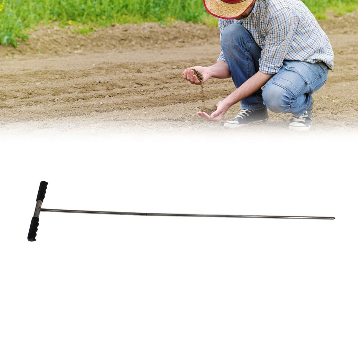 Soil Sample Probes with T Handle Adjustable Sharp Tip Stainless Steel Soil Sampler Tool for Plant Care Farm