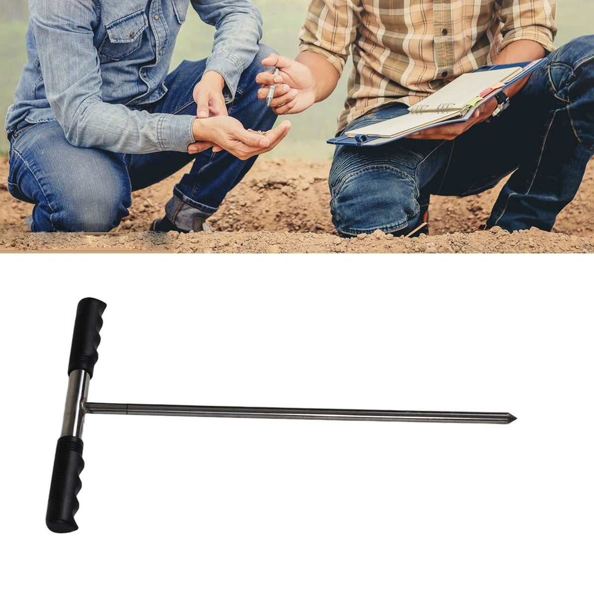 Soil Sample Probes with T Handle Adjustable Sharp Tip Stainless Steel Soil Sampler Tool for Plant Care Farm