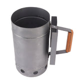 Grill Chimney Starter Wood Handle Compact Barbecue Chimney Starter for Outdoor Cooking Camping - 45-Degree Angle