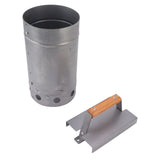 Grill Chimney Starter Wood Handle Compact Barbecue Chimney Starter for Outdoor Cooking Camping - Low Angle