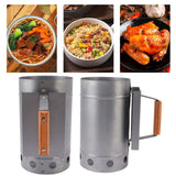 Grill Chimney Starter Wood Handle Compact Barbecue Chimney Starter for Outdoor Cooking Camping - Extra Image