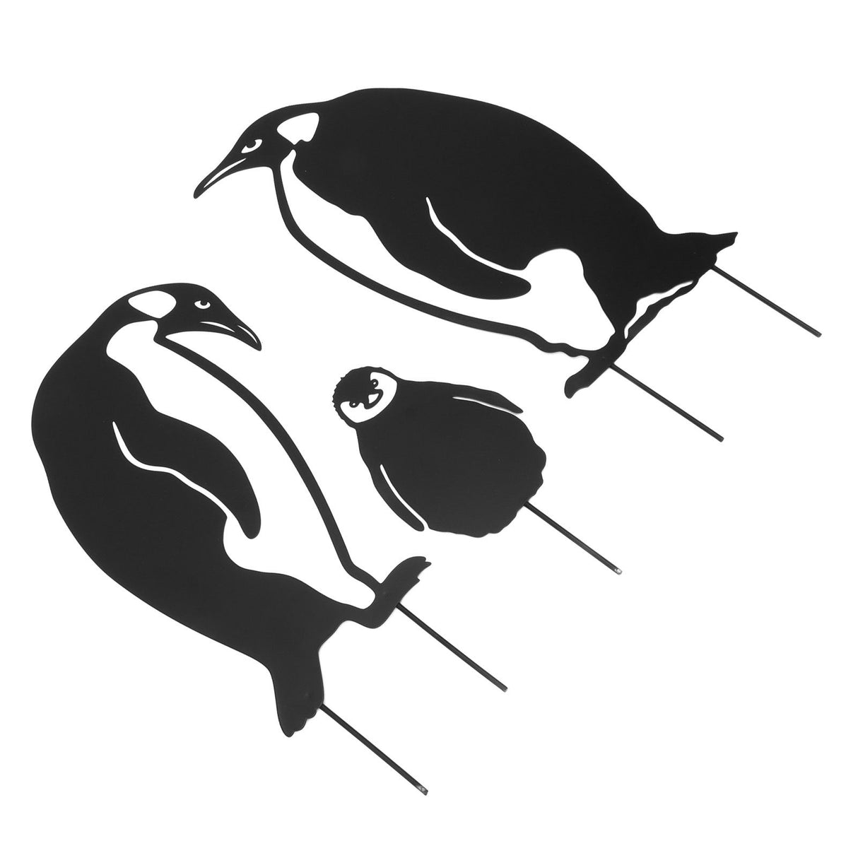Penguin Family Stake Statue Simulation Vivid Hollow Iron Animal Stake Decoration for Garden Lawn Yard
