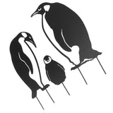 Penguin Family Stake Statue Simulation Vivid Hollow Iron Animal Stake Decoration for Garden Lawn Yard