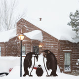 Penguin Family Stake Statue Simulation Vivid Hollow Iron Animal Stake Decoration for Garden Lawn Yard - Extra Image