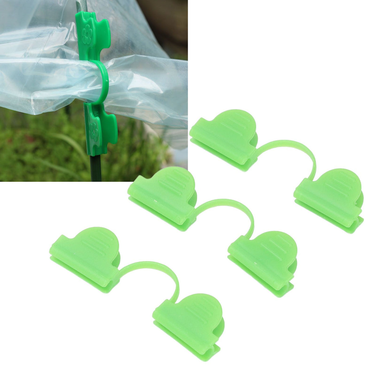 100PCS Greenhouse Clamp Plastic Double Head Shading Garden Hoop Greenhouse Clip Fiberglass Gardening Supplies 6mm Light Green