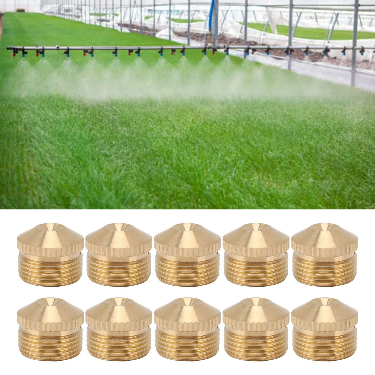 10pcs Brass Misting Nozzles Fog Sprinkler Head for Factory Site Coal Mine Garden Lawn Cooling System G3/4 Inch
