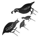 4pcs Outdoor Quail Family Yard Decor Innovative Iron Art Hand Crafted Metal Quail Stake Statue for Outdoor Garden Yard
