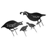 4pcs Outdoor Quail Family Yard Decor Innovative Iron Art Hand Crafted Metal Quail Stake Statue for Outdoor Garden Yard - Rear View