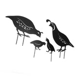 4pcs Outdoor Quail Family Yard Decor Innovative Iron Art Hand Crafted Metal Quail Stake Statue for Outdoor Garden Yard - Low Angle