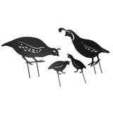 4pcs Outdoor Quail Family Yard Decor Innovative Iron Art Hand Crafted Metal Quail Stake Statue for Outdoor Garden Yard