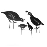 4pcs Outdoor Quail Family Yard Decor Innovative Iron Art Hand Crafted Metal Quail Stake Statue for Outdoor Garden Yard
