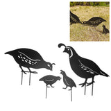4pcs Outdoor Quail Family Yard Decor Innovative Iron Art Hand Crafted Metal Quail Stake Statue for Outdoor Garden Yard - Extra Image