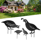 4pcs Outdoor Quail Family Yard Decor Innovative Iron Art Hand Crafted Metal Quail Stake Statue for Outdoor Garden Yard - Extra Image