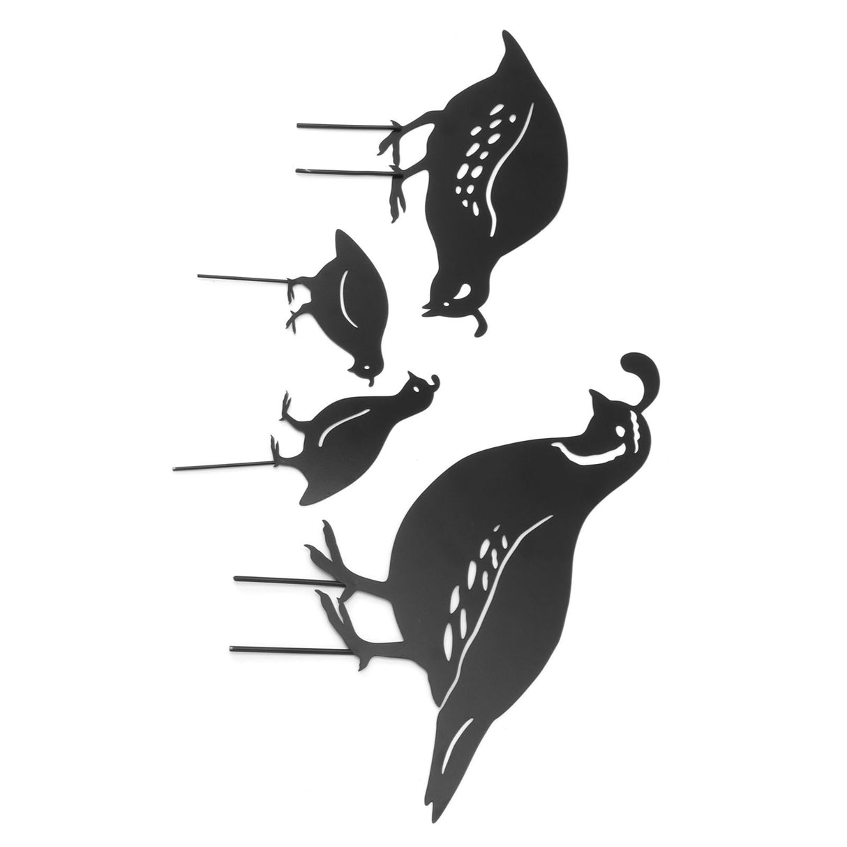 4pcs Outdoor Quail Family Yard Decor Innovative Iron Art Hand Crafted Metal Quail Stake Statue for Outdoor Garden Yard