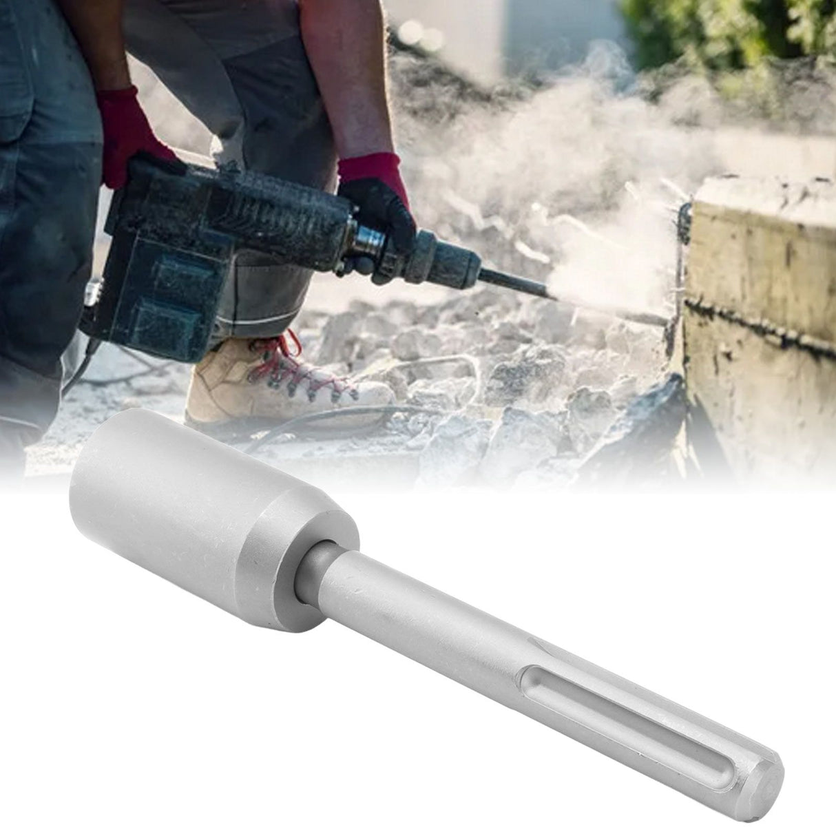 T Post Driver 5 Pits Shank Steel Fence Post Driver Hand Post Pounder Hammer Drill Attachment 20cm Length 30mm / 1.2in