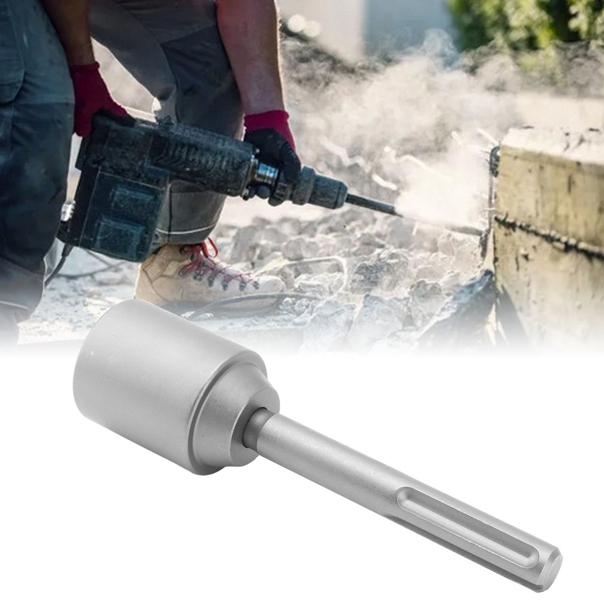 T Post Driver 5 Pits Shank Steel Fence Post Driver Hand Post Pounder Hammer Drill Attachment 20cm Length 45mm / 1.8in