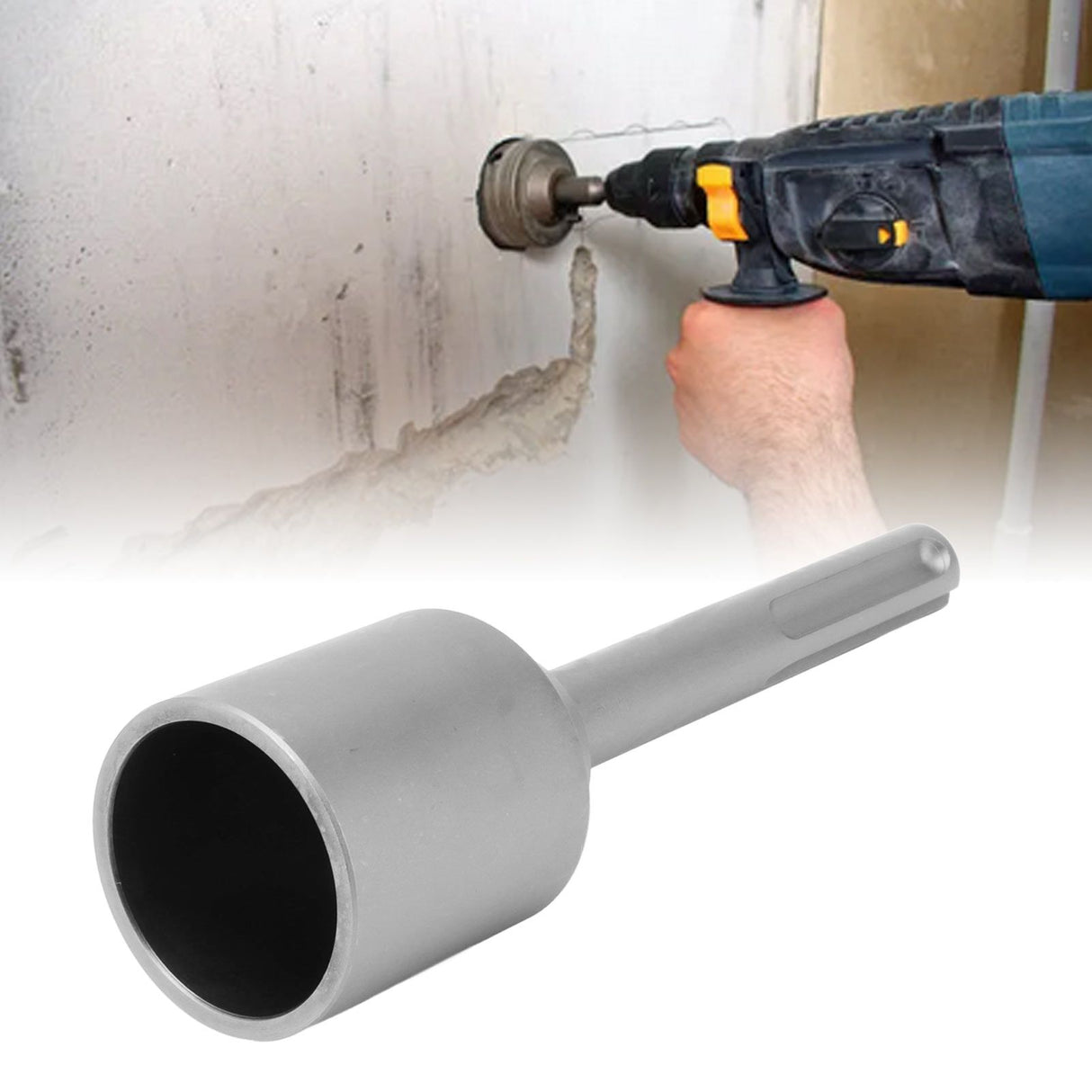 T Post Driver 5 Pits Shank Steel Fence Post Driver Hand Post Pounder Hammer Drill Attachment 20cm Length 45mm / 1.8in