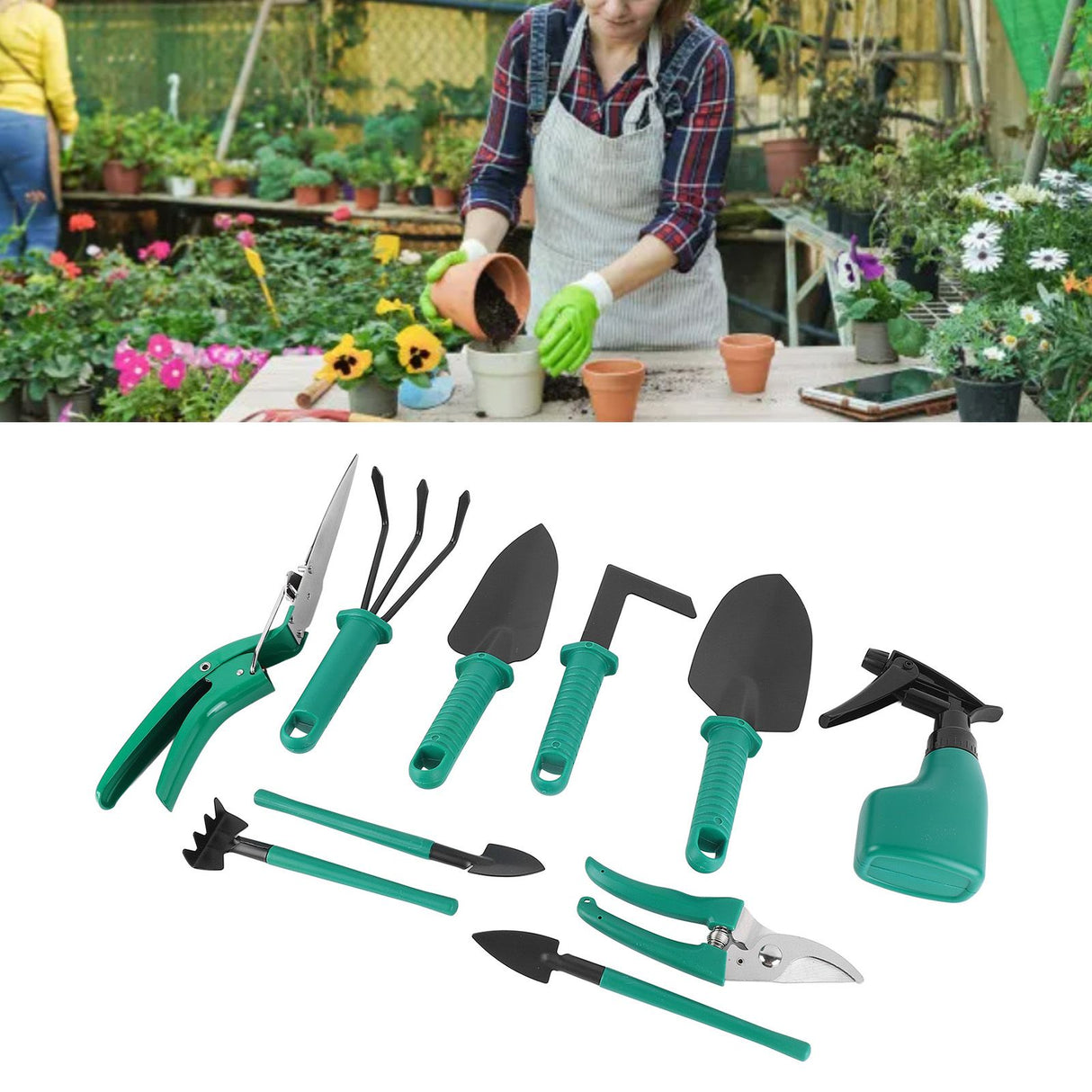 Gardening Garden Tools 10 Piece Set Scissors Spades Shovels Spray Cans Gardening Work Tools