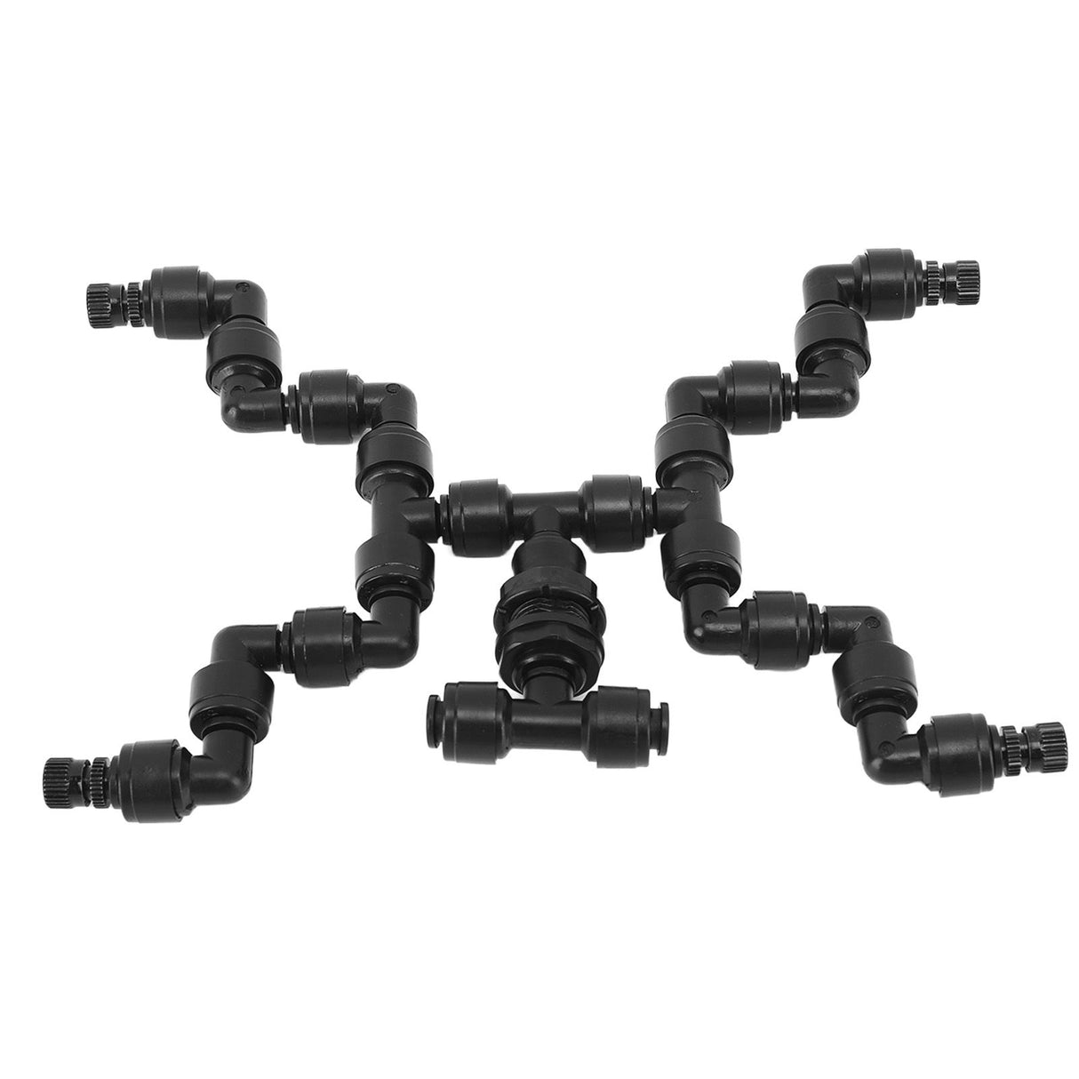 Adjustable Mist Cooling System Nozzle 360 Degree Pets Reptiles Greenhouse Rainforest Mist Maker Fogger 4 Heads Black
