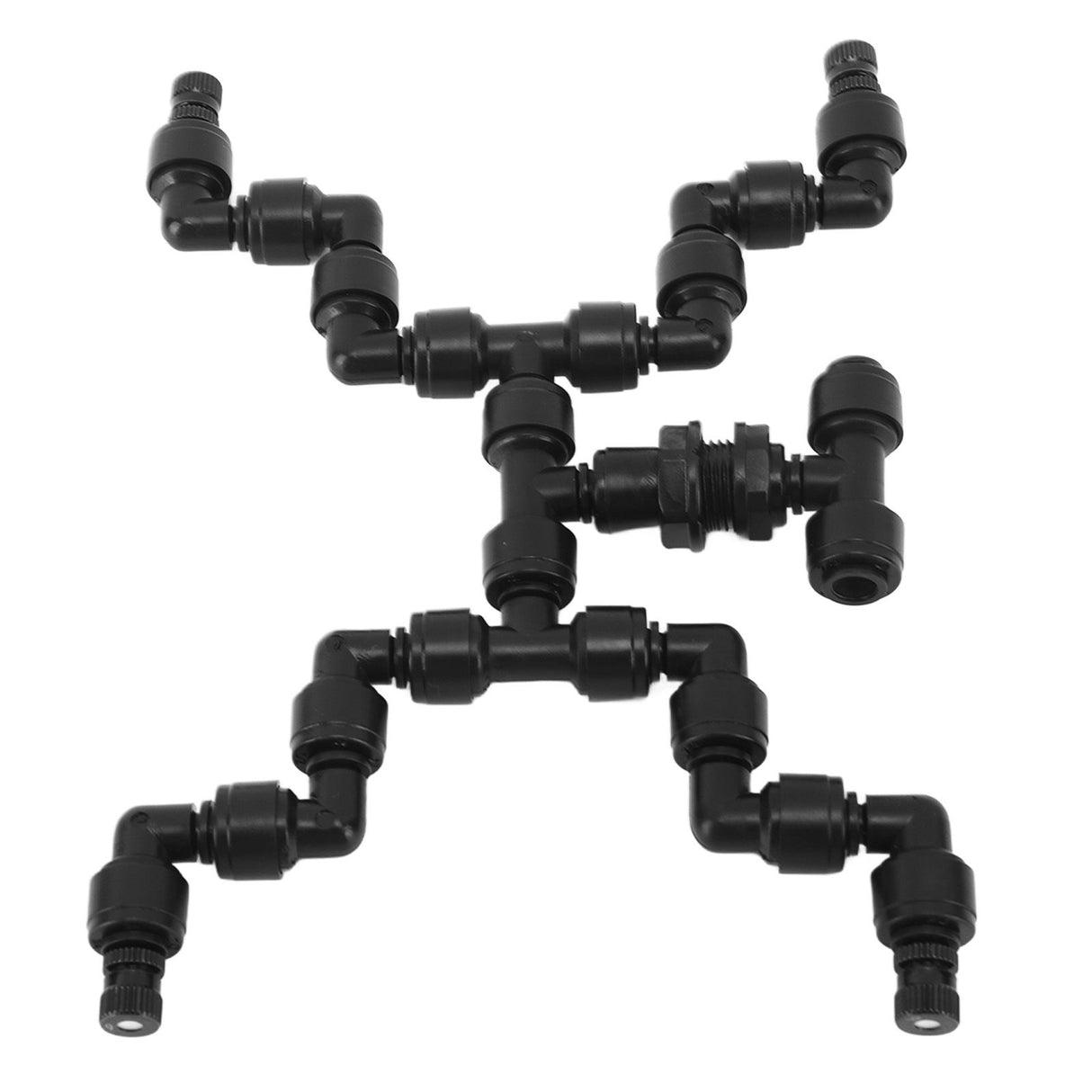 Adjustable Mist Cooling System Nozzle 360 Degree Pets Reptiles Greenhouse Rainforest Mist Maker Fogger 4 Heads Black