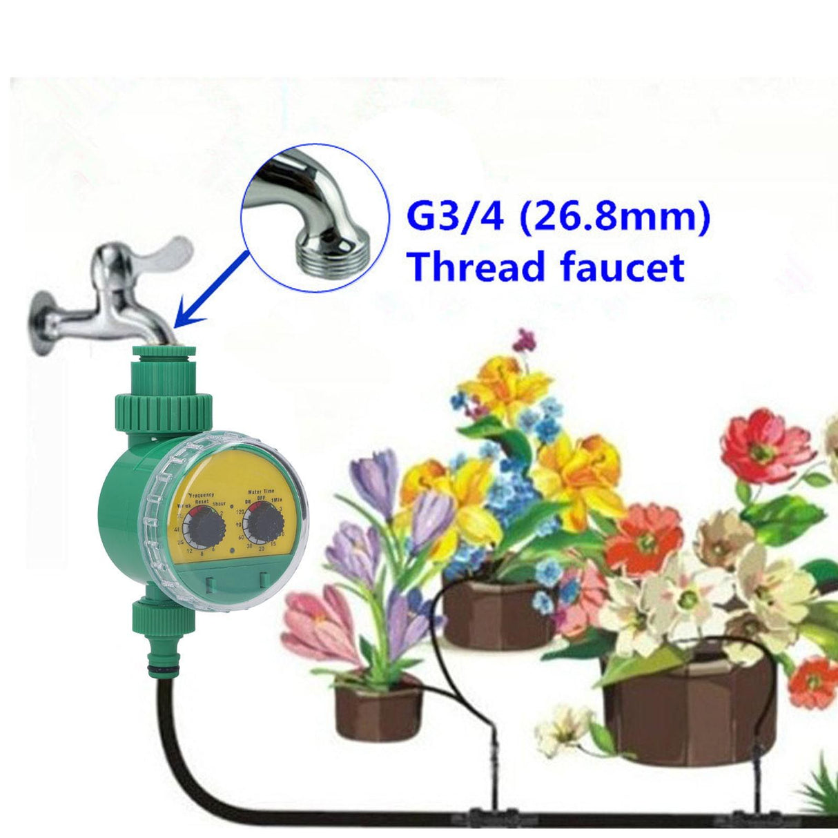 G3/4 Inch Automatic Water Timer Simple Operation Rugged Sprinkler Timer for Roof Gardens Balconies Villa Gardens