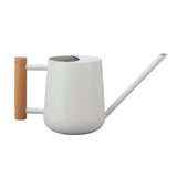 Watering Can 900ml Stainless Steel Long Spout Wooden Handle Elegant Flower Watering Pot for Garden Family Outdoor White